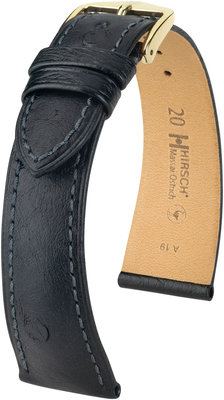 Bracelet en cuir noir Hirsch Massai Ostrich L 04362050-1 (cuir d'autruche) Hirsch selection