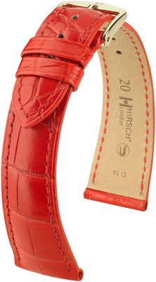 Bracelet en cuir rouge Hirsch London M 04307129-1 (cuir d'alligator) Hirsch selection