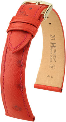 Bracelet en cuir rouge Hirsch Massai Ostrich L 04362020-1 (cuir d'autruche) Hirsch sélection