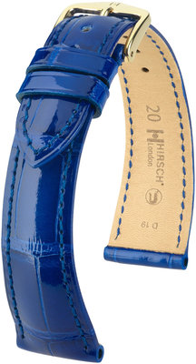 Bracelet en cuir bleu Hirsch London L 04307082-1 (cuir d'alligator) Hirsch selection