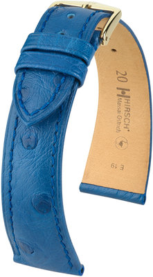 Bracelet en cuir bleu Hirsch Massai Ostrich L 04362085-1 (cuir d'autruche) Hirsch sélection