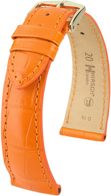 Bracelet en cuir orange Hirsch London L 04307076-1 (cuir d'alligator) Hirsch selection