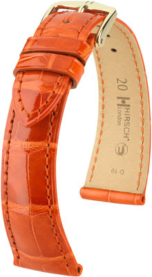 Bracelet en cuir orange Hirsch London L 04307077-1 (cuir d'alligator) Hirsch selection