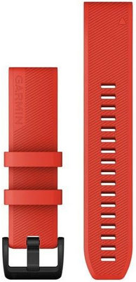 Bracelet Garmin QuickFit 22mm, silicone, rouge, boucle noire (Fenix 7/6/5, Epix 2, etc.)