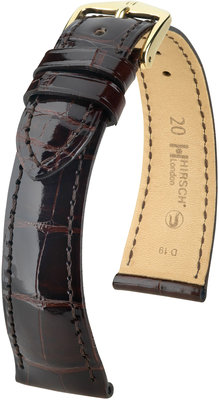 Bracelet en cuir marron foncé Hirsch London M 04307110 (cuir d'alligator) Hirsch selection