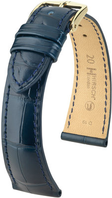 Bracelet en cuir bleu foncé Hirsch London M 04307189-1 (cuir d'alligator) Hirsch selection