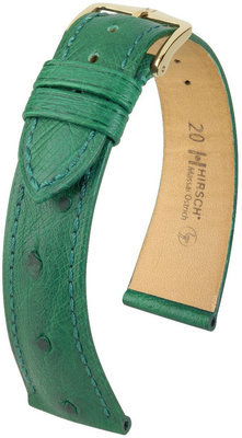 Bracelet en cuir vert Hirsch Massai Ostrich L 04362040-1 (cuir d'autruche) Hirsch sélection