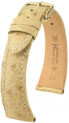 Bracelet en cuir beige Hirsch Massai Ostrich M 04262190-1 (cuir d'autruche) Hirsch Selection