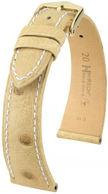 Bracelet en cuir beige Hirsch Massai Ostrich M 04262191-1 (cuir d'autruche) Hirsch Selection