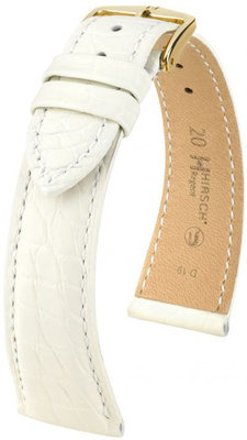 Bracelet en cuir blanc Hirsch Regent M 04107109-1 (cuir d'alligator) Hirsch Selection