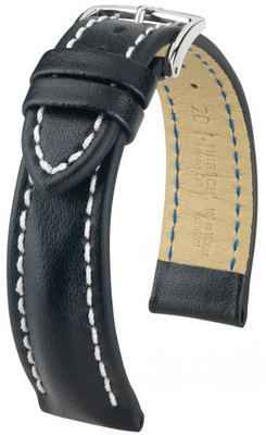 Bracelet en cuir noir Hirsch Heavy Calf L 02475050-2 (Teletina)