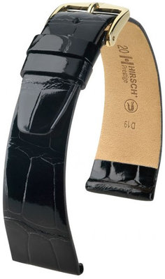 Bracelet en cuir noir Hirsch Prestige L 02207050-1 (cuir d'alligator) Hirsch Selection