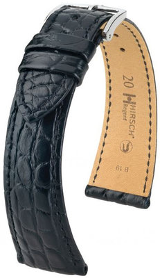 Bracelet en cuir noir Hirsch Regent L 04107059-2 (cuir d'alligator)