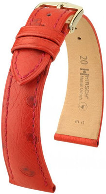 Bracelet en cuir rouge Hirsch Massai Ostrich L 04262020-1 (cuir d'autruche) Hirsch Selection