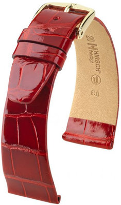 Bracelet en cuir rouge Hirsch Prestige L 02207020-1 (cuir d'alligator) Hirsch Selection