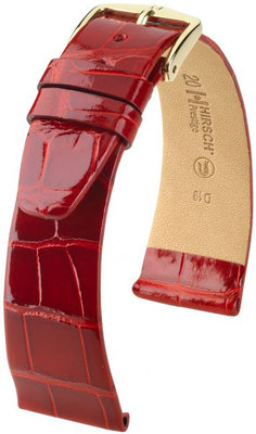 Bracelet en cuir rouge Hirsch Prestige M 02307120-1 (cuir d'alligator) Hirsch Selection