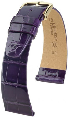 Bracelet en cuir violet Hirsch Prestige M 02307184-1 (cuir d'alligator) Hirsch Selection