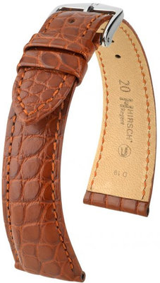 Bracelet en cuir brun Hirsch Regent M 04107179-2 (cuir d'alligator) Hirsch Selection