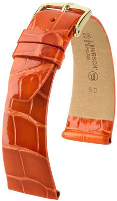 Bracelet en cuir orange Hirsch Prestige L 02207077-1 (cuir d'alligator) Hirsch Selection