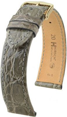 Grey Leather Strap Hirsch Genuine Croco L 01808030-1 (Crocodile Leather) Hirsch Selection