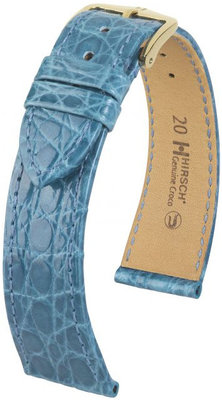 Bracelet en cuir bleu clair Hirsch Genuine Croco L 01808083-1 (Cuir de crocodile) Hirsch Selection