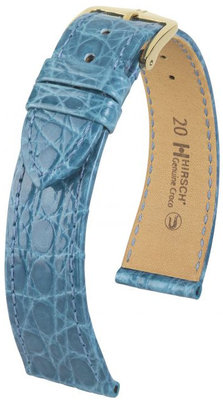 Bracelet en cuir bleu clair Hirsch Genuine Croco M 01808183-1 (Cuir de crocodile) Hirsch Selection