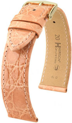 Bracelet en cuir orange clair Hirsch Genuine Croco L 01808022-1 (Cuir de crocodile) Hirsch Selection