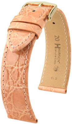 Bracelet en cuir orange clair Hirsch Croco véritable M 01808122-1 (Cuir de crocodile) Hirsch Selection