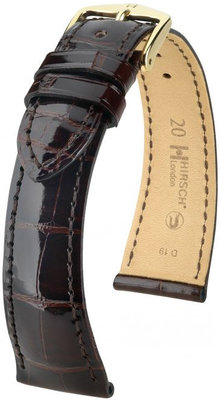 Bracelet en cuir brun foncé Hirsch London L 04207010-1 (cuir d'alligator) Hirsch Selection