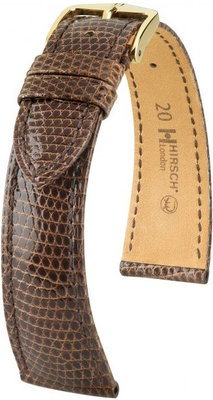 Bracelet en cuir marron foncé Hirsch London M 04266110-1 (cuir de lézard) Hirsch Selection