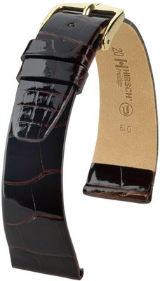 Bracelet en cuir brun foncé Hirsch Prestige L 02207010-1 (cuir d'alligator) Hirsch Selection