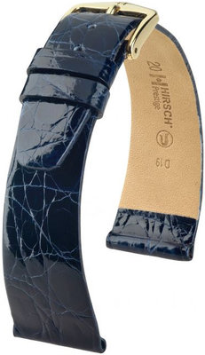 Bracelet en cuir bleu foncé Hirsch Prestige M 02208180-1 (Cuir de crocodile) Hirsch Selection