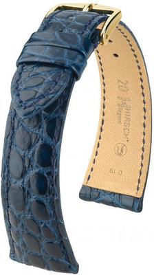 Bracelet en cuir bleu foncé Hirsch Regent M 04107189-1 (cuir d'alligator) Hirsch Selection