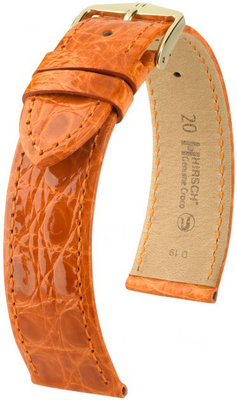 Bracelet en cuir orange foncé Hirsch Genuine Croco M 01808176-1 (Cuir de crocodile) Hirsch Selection