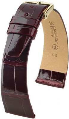 Bracelet en cuir bourgogne Hirsch Prestige L 02207060-1 (cuir d'alligator) Hirsch Selection