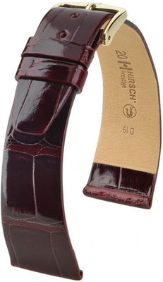 Bracelet en cuir bourgogne Hirsch Prestige M 02207160-1 (cuir d'alligator) Hirsch Selection