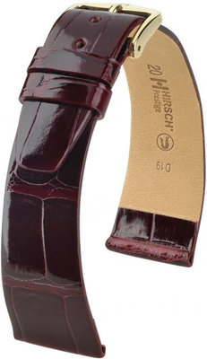 Bracelet en cuir bourgogne Hirsch Prestige M 02307160-1 (cuir d'alligator) Hirsch Selection