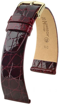 Bracelet en cuir bourgogne Hirsch Prestige M 02308160-1 (Cuir de crocodile) Hirsch Selection