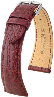 Bracelet en cuir bourgogne Hirsch Regent M 04107169-2 (cuir d'alligator) Hirsch Selection