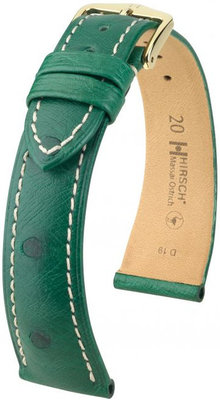 Bracelet en cuir vert Hirsch Massai Ostrich L 04262041-1 (cuir d'autruche) Hirsch Selection