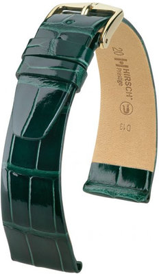 Bracelet en cuir vert Hirsch Prestige M 02307141-1 (cuir d'alligator) Hirsch Selection