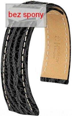 Bracelet en cuir noir Hirsch Navigator 07005450-0 (Sharkskin) Hirsch Selection