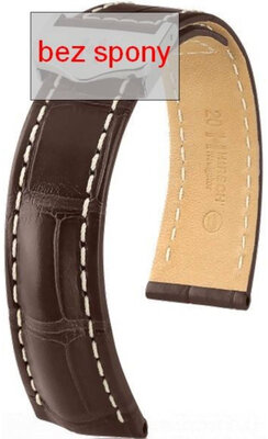 Bracelet en cuir brun foncé Hirsch Navigator 07007417-2 (cuir d'alligator) Hirsch Selection