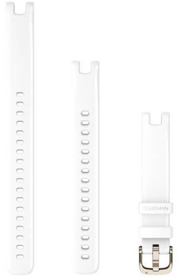 Bracelet Garmin Lily, silicone, blanc, boucle argentée