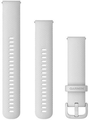 Sangle Garmin Quick Release 20mm, silicone, blanc, boucle blanche (Venu, Venu Sq, Venu 2 plus, etc.) + pièce de rallonge