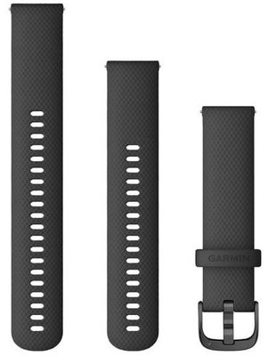 Sangle Garmin Quick Release 20mm, silicone, noir, boucle sombre (Venu, Venu Sq, Venu 2 plus, etc.) + pièce de rallonge