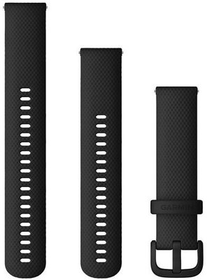 Sangle Garmin Quick Release 20mm, silicone, noir, boucle noire (Venu, Venu Sq, Venu 2 plus, etc.) + pièce de rallonge