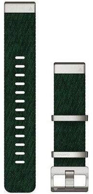 Bracelet Garmin QuickFit 22mm, nylon, vert, boucle argentée (Fenix 7/6/5, Epix 2, etc.)