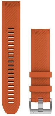 Bracelet Garmin QuickFit 22mm, silicone, orange, boucle argentée (Marq, Marq 2)