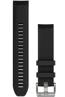 Bracelet Garmin QuickFit 22mm, silicone, noir, boucle argentée (Fenix 7/6/5, Epix 2, MARQ, etc.)